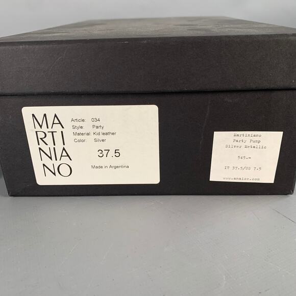 MARTINIANO Size 7.5 Metallic Silver Kidskin Leather Pointed Toe Pumps - Picture 10 of 10